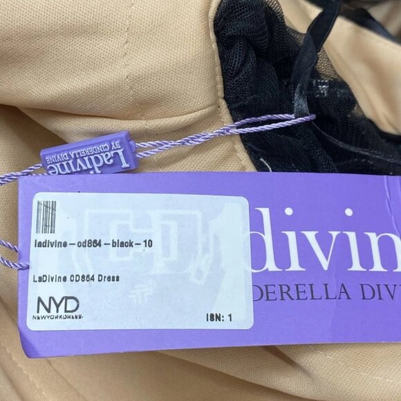 Ladivine Women’s Floral Sequin Mermaid Gown Size: 10 | Color: Black - Picture 2 of 11